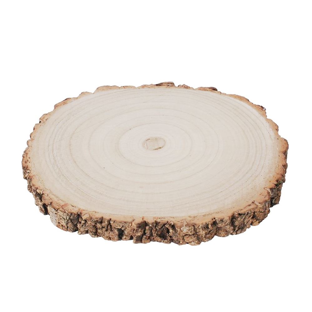 33cm Oval Wooden Tree Trunk Rustic Cake Stand | Large Wedding Birthday Cake Round Display Board | Tree Slice Serving Platter Table Centerpiece