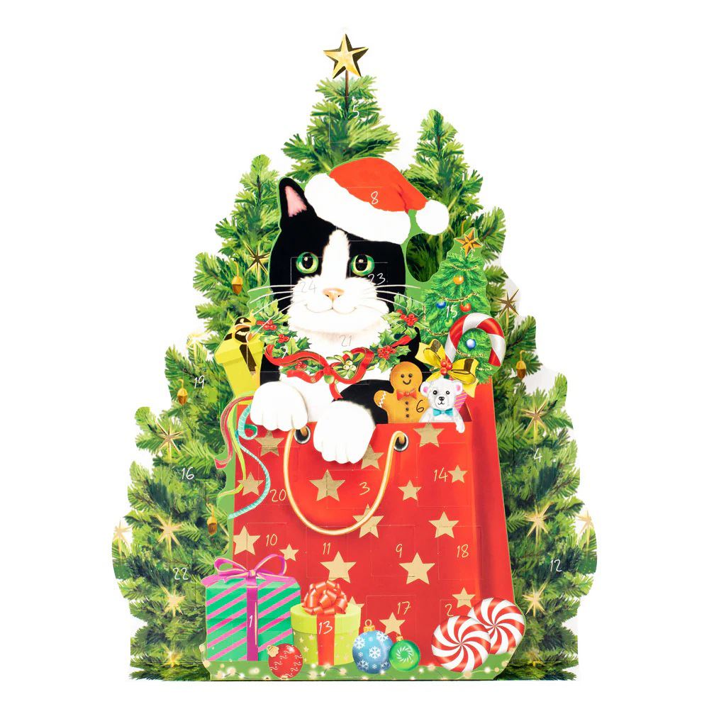 Christmas Cat 3D Christmas Advent Calendar | Fold-out Cat-Shaped Calendar - 42cm Advent Calendar - Tophatter Daily Deals