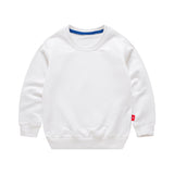 Boys Korean Round Neck Solid Color Loose Long Sleeve Pullover White 7 - Tophatter Daily Deals
