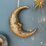 Gold Sparkling Moon Hanging Decoration | Glitter Crescent Moon Ornament - 24cm Ornament - Tophatter Daily Deals