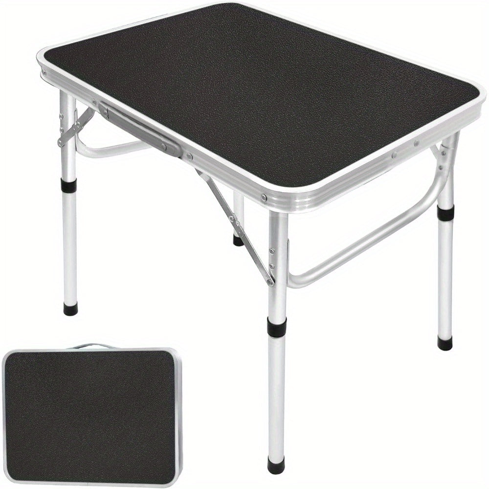 Adjustable Height Folding Table Portable Black Folding Tables - Tophatter Daily Deals
