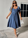 Plus Size Ruched Sweetheart Neck Dress Cobalt Blue Casual Dresses - Tophatter Daily Deals