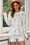 Floral Long Sleeve Top and Shorts Loungewear Set Loungewear Sets - Tophatter Daily Deals