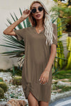 Twisted V-Neck Short Sleeve Dress Casual Dresses - Tophatter Daily Deals