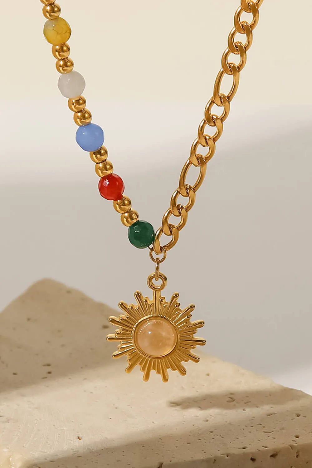 Opal Sun Shape Pendant Necklace Necklaces - Tophatter Daily Deals