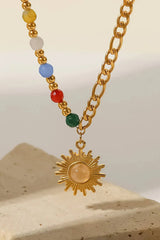 Opal Sun Shape Pendant Necklace Necklaces - Tophatter Daily Deals
