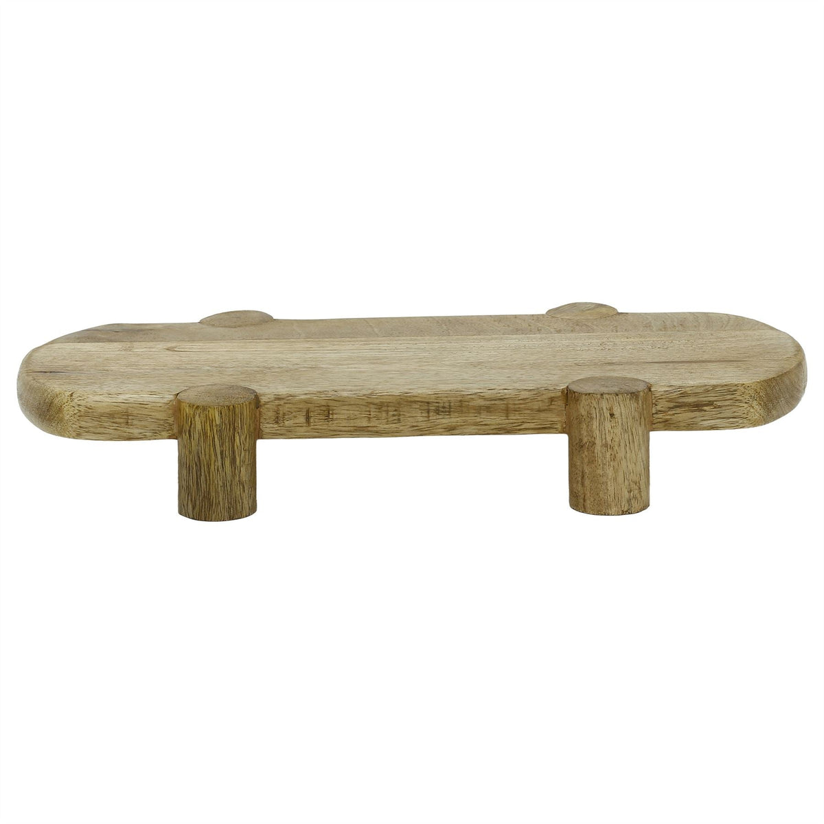 Mango Wood Serving Platter, Natural Raised Cheese Board with Feet 35 x 18 cm Serving Board - Tophatter Daily Deals
