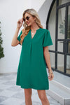 Notched Puff Sleeve Shift Dress Casual Dresses - Tophatter Daily Deals