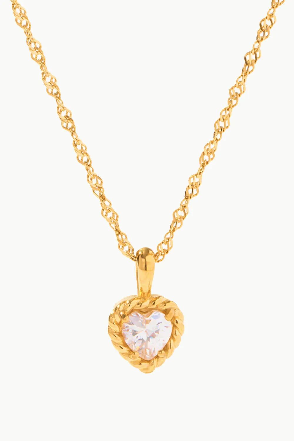 Inlaid Zircon Heart Pendant Necklace Gold White One Size Necklaces - Tophatter Daily Deals