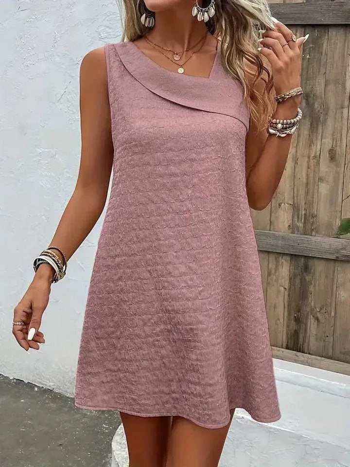 Asymmetrical Neck Sleeveless Dress Casual Dresses - Tophatter Daily Deals