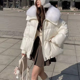 Insulating Women's Puffer Jacket - Short Boxy Fur Collar 3D Changing Face Moving Picture Frame - Tophatter Daily Deals