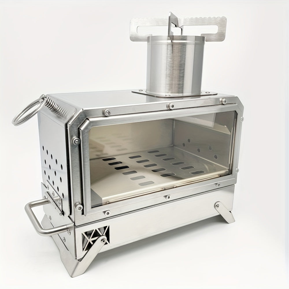 Outdoor Camping Wood Stove with Fire Viewing Window Camping & Hiking - Tophatter Daily Deals