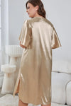 Plus Size Flutter Sleeve V-Neck Side Slit Night Gown Sleep Dresses - Tophatter Daily Deals