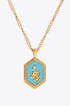 18K Gold Plated Snake Geometric Pendant Necklace Blue Gold One Size Necklaces - Tophatter Daily Deals