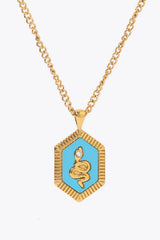 18K Gold Plated Snake Geometric Pendant Necklace Blue Gold One Size Necklaces - Tophatter Daily Deals