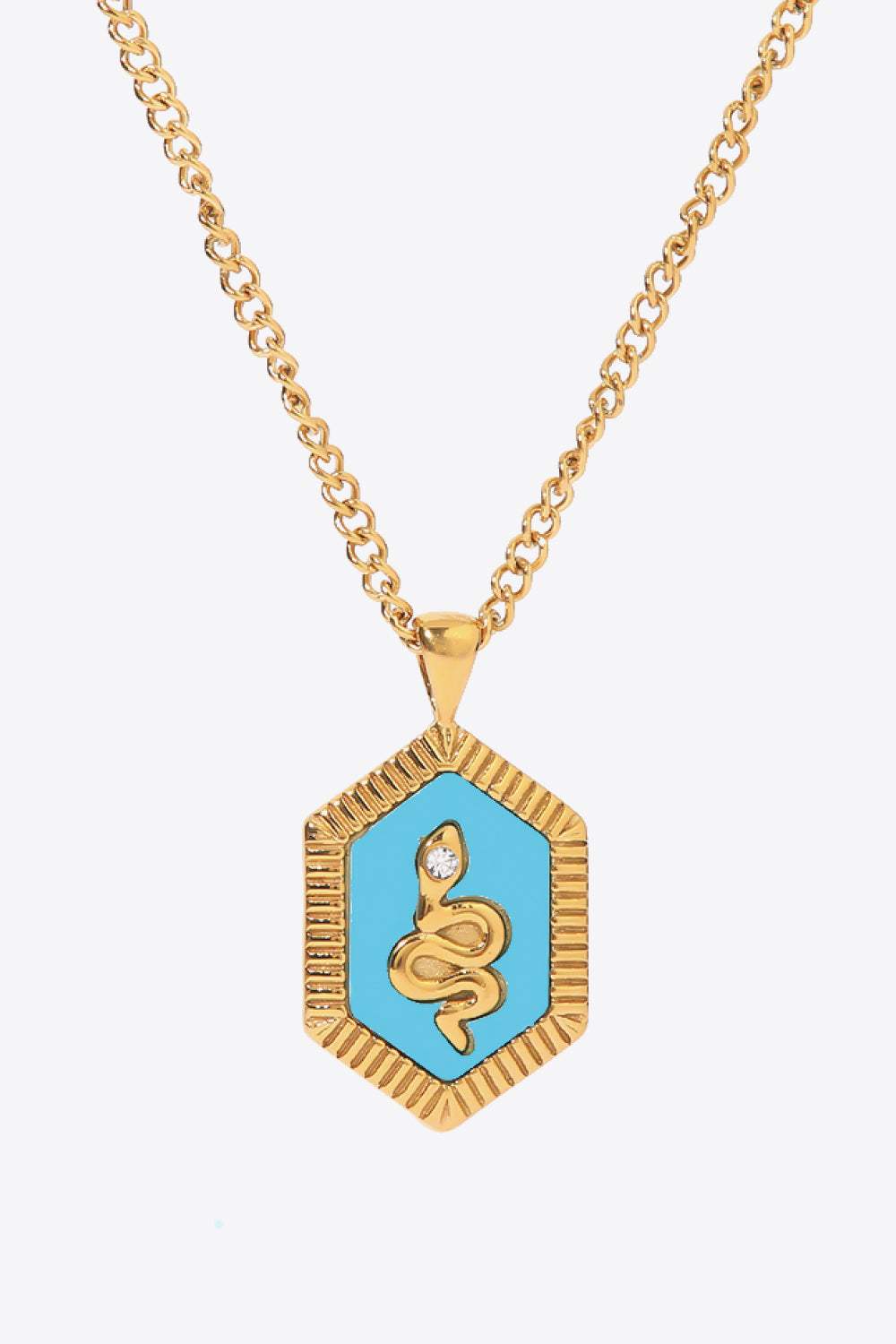 18K Gold Plated Snake Geometric Pendant Necklace Necklaces - Tophatter Daily Deals
