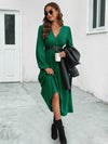 Surplice Neck Long Sleeve Midi Dress Casual Dresses - Tophatter Daily Deals