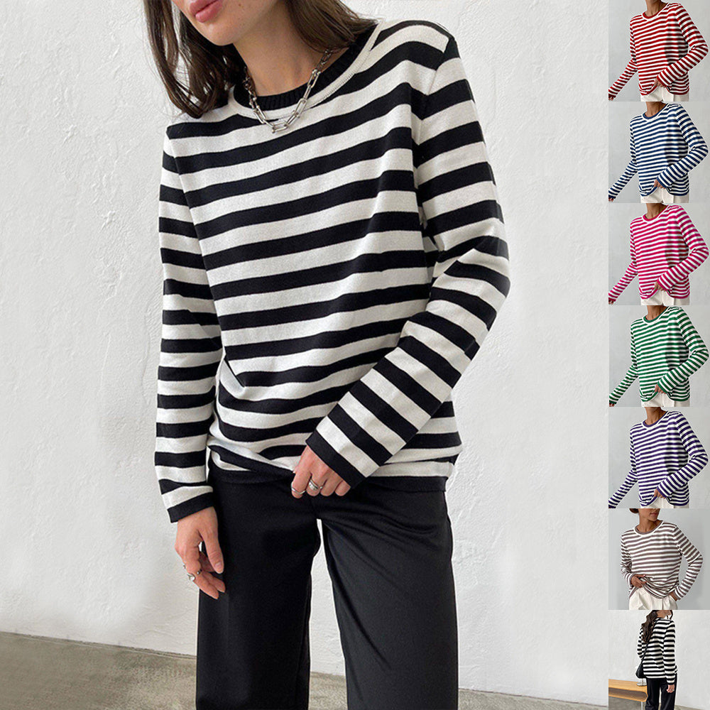 Lightweight Women’s Long Sleeve Sweater - Striped Knit 3D Changing Face Moving Picture Frame - Tophatter Daily Deals