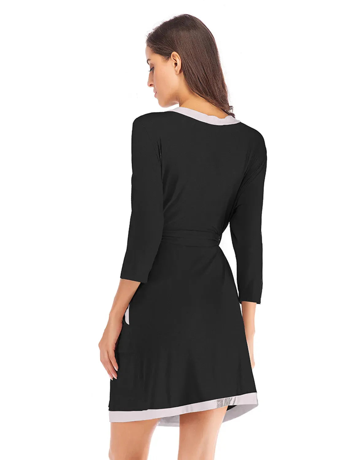 Tie Waist Surplice Neck Robe with Pockets Sleep Dresses - Tophatter Daily Deals
