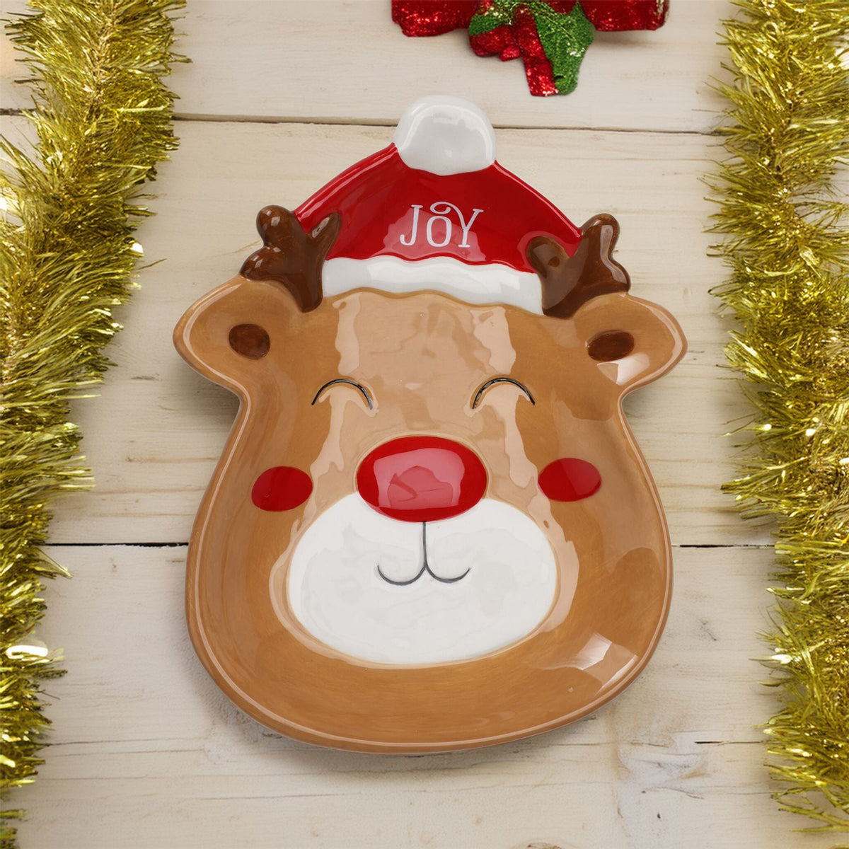 Reindeer Christmas Plate | Novelty Character Snack Plate Xmas Serving Dish 19cm Plate - Tophatter Daily Deals