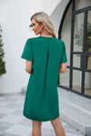 Notched Puff Sleeve Shift Dress Casual Dresses - Tophatter Daily Deals