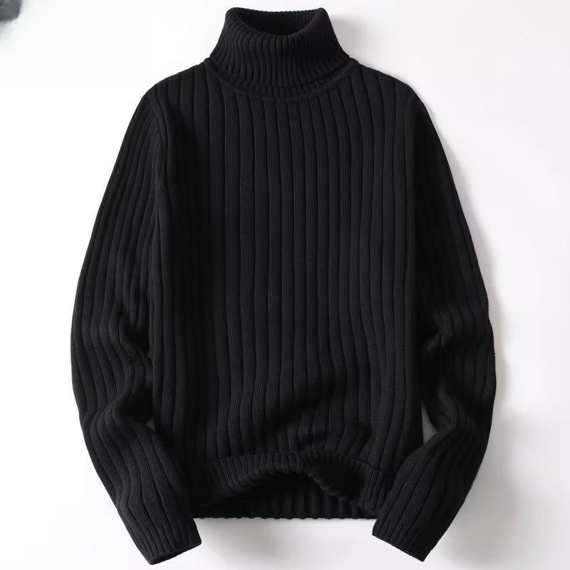 Warm Men Turtleneck Sweater - Ribbed Knit, For Winter Black 3D Changing Face Moving Picture Frame - Tophatter Daily Deals