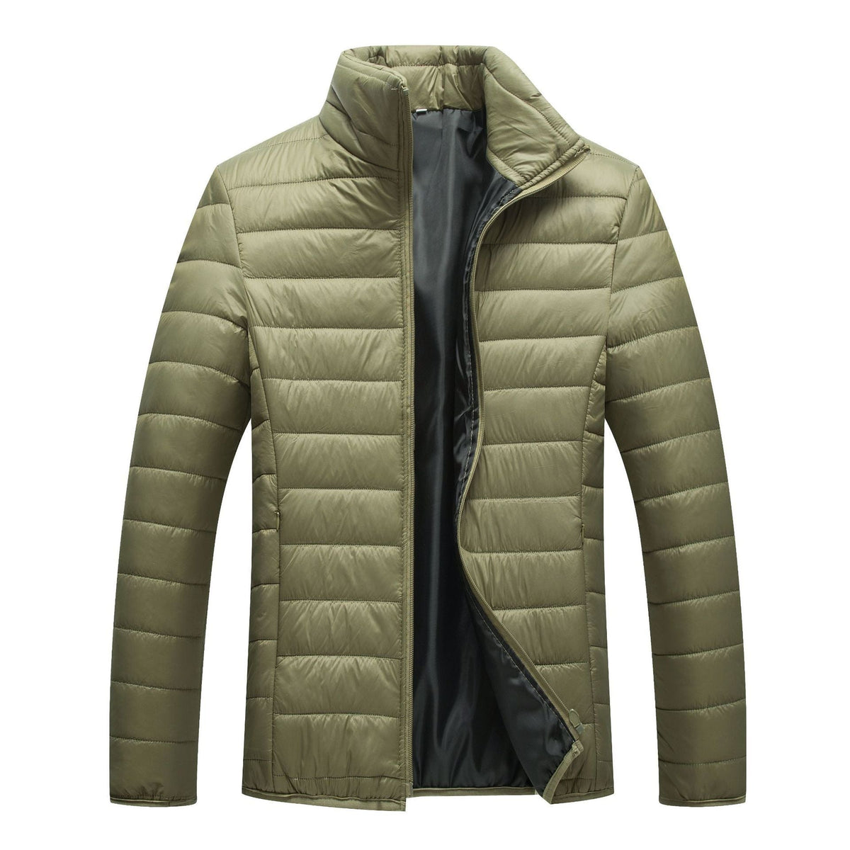 Lightweight Men's Puffer Jacket - Quilted Cotton, Casual Green 3D Changing Face Moving Picture Frame - Tophatter Daily Deals
