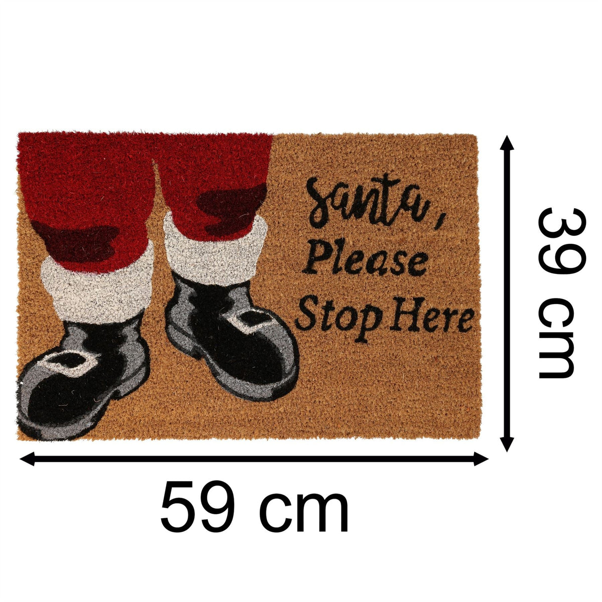Santa Stops Here Christmas Doormat | Festive Coir Welcome Door Mat - 59x39cm Doormat - Tophatter Daily Deals