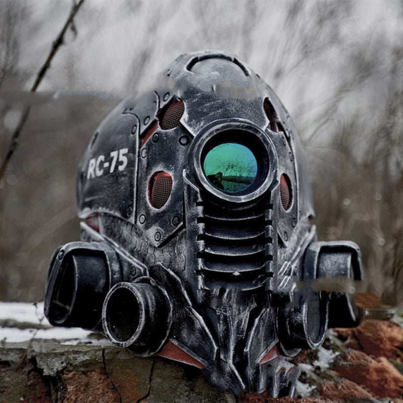 Cyberpunk Mask Helmet Black Latex Adult Halloween Cosplay 3D Changing Face Moving Picture Frame - Tophatter Daily Deals