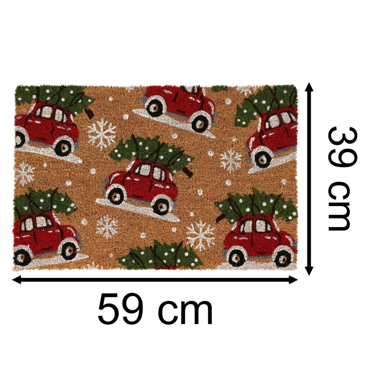 Cars Christmas Doormat | Non-slip Rectangular Coir Welcome Door Mat - 59x39cm Doormat - Tophatter Daily Deals