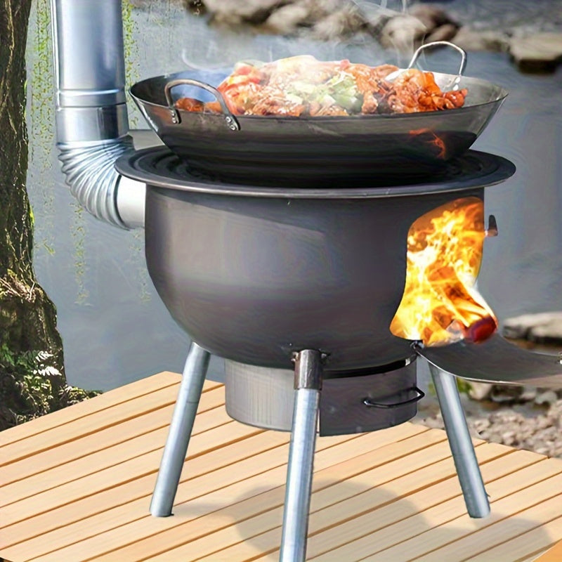 Portable Iron Camping Stove Wood Burning Outdoor Camping & Hiking - Tophatter Daily Deals