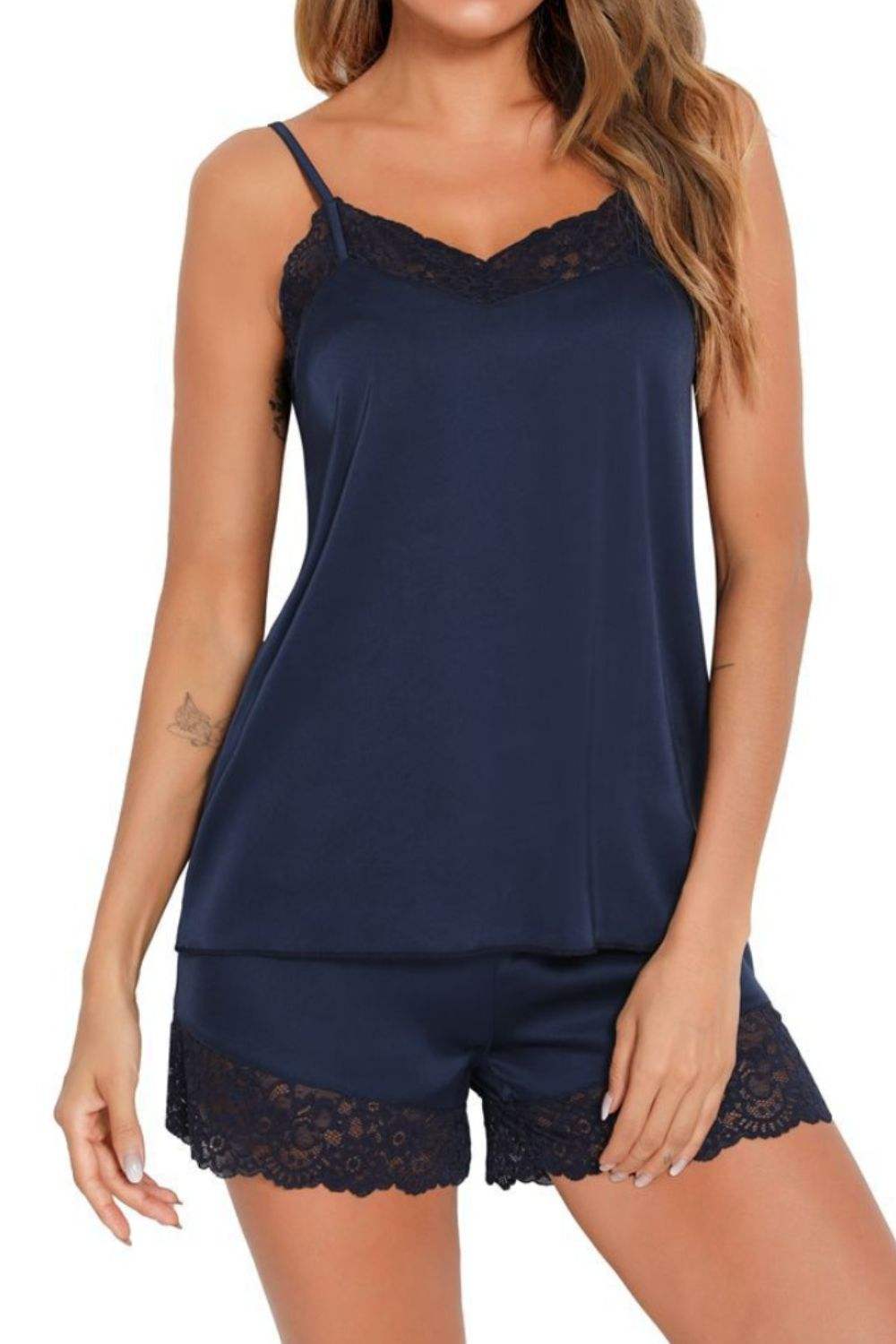 Lace Detail Cami and Shorts Lounge Set Loungewear Sets - Tophatter Daily Deals