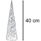 Silver Cone LED Christmas Tree | Warm White Pre-lit Light-Up Tree Cone - 40cm LED Light - Tophatter Daily Deals