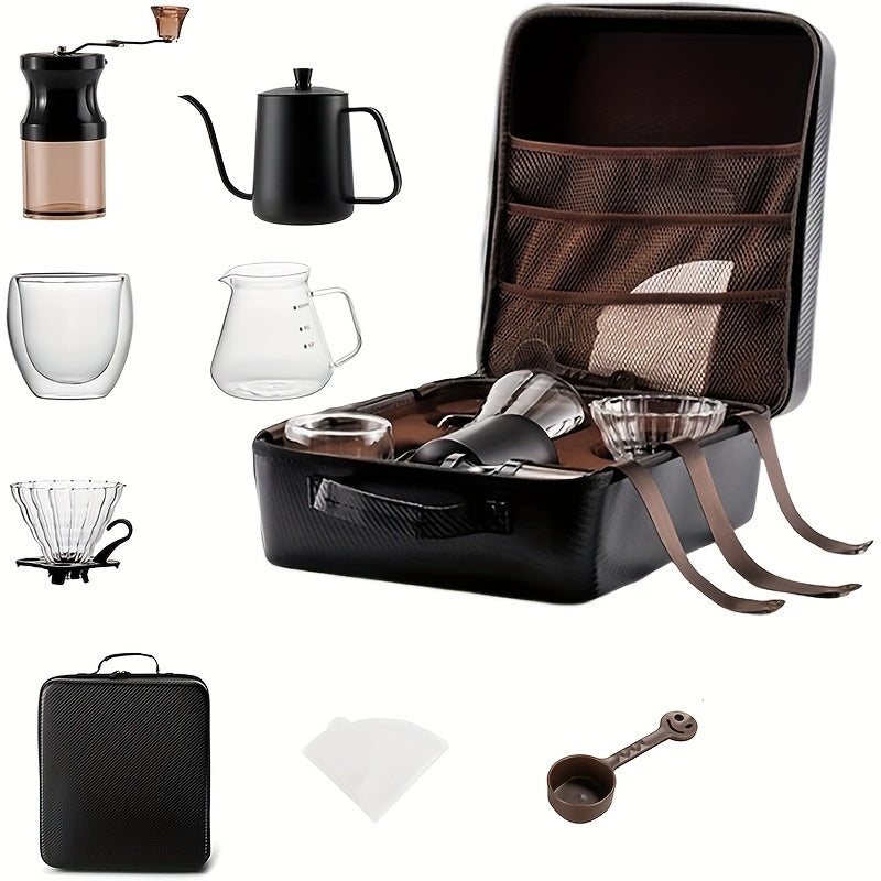 Gourmet Travel Stainless Steel Coffee Set Grinder (9pcs) Appliances > Kitchen Appliances > Coffee Machines & Accessories - Tophatter Daily Deals