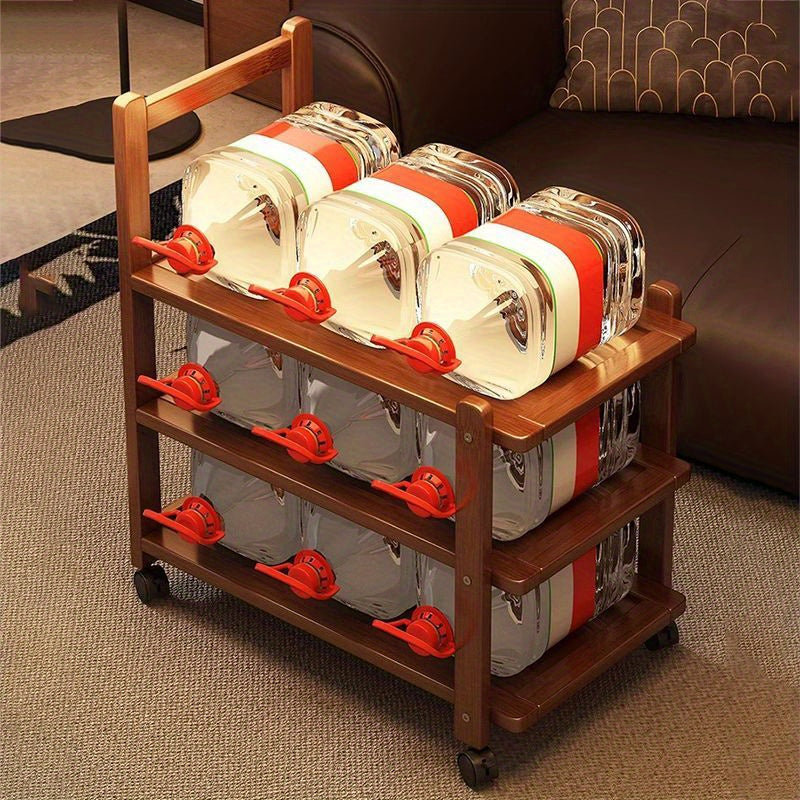 Solid Wood Side Table with Storage Kitchen Islands & Carts - Tophatter Daily Deals