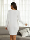 Contrast Round Neck Long Sleeve Lounge Dress Sleep Dresses - Tophatter Daily Deals