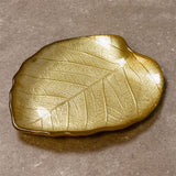 Gold Glass Leaf Trinket Dish | Botanical Vanity Plate Trinket Tray - 18x16cm Trinket Tray - Tophatter Daily Deals