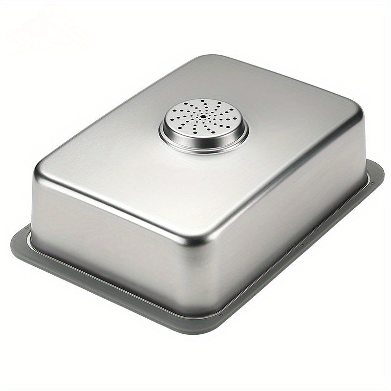 Rectangular Stainless Steel Camping Sink with Wooden Lid Camp Cooking - Tophatter Daily Deals