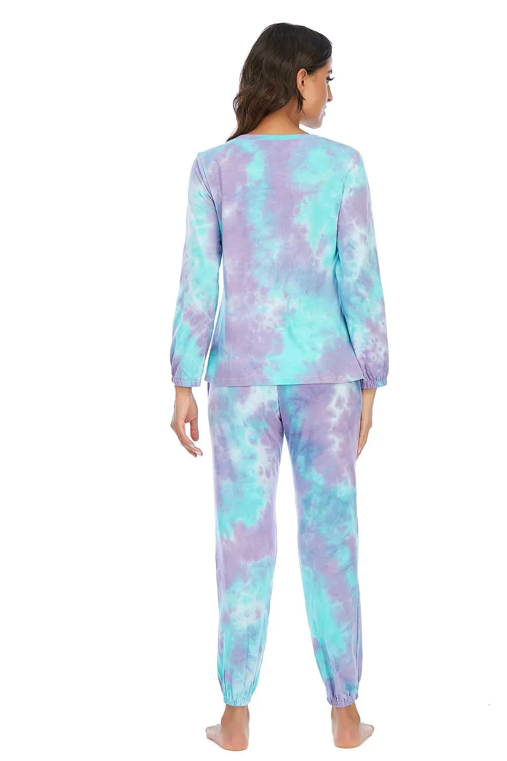Tie-Dye Top and Drawstring Pants Lounge Set Loungewear Sets - Tophatter Daily Deals
