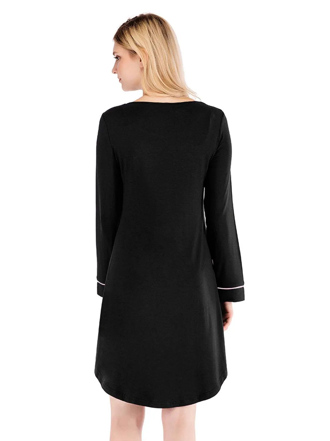 Round Neck Night Dress with Pocket Sleep Dresses - Tophatter Daily Deals