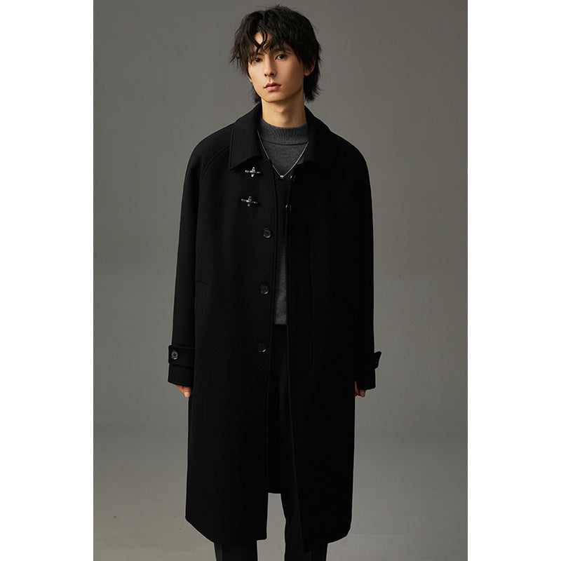 Warm Structured Men’s Wool Coat - Midlength, Double Sided Black 3D Changing Face Moving Picture Frame - Tophatter Daily Deals