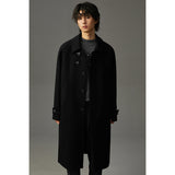 Warm Structured Men’s Wool Coat - Midlength, Double Sided Black 3D Changing Face Moving Picture Frame - Tophatter Daily Deals