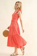 And The Why Smocked Ruffled Tiered Dress Casual Dresses - Tophatter Daily Deals