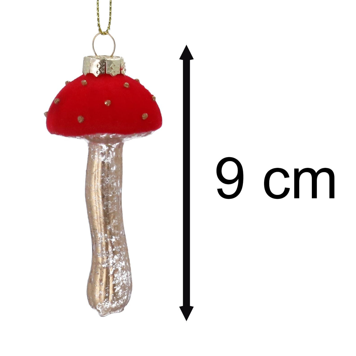 Red & Gold Toadstool Christmas Bauble | Glass Mushroom Tree Ornament - 9cm Baubles - Tophatter Daily Deals