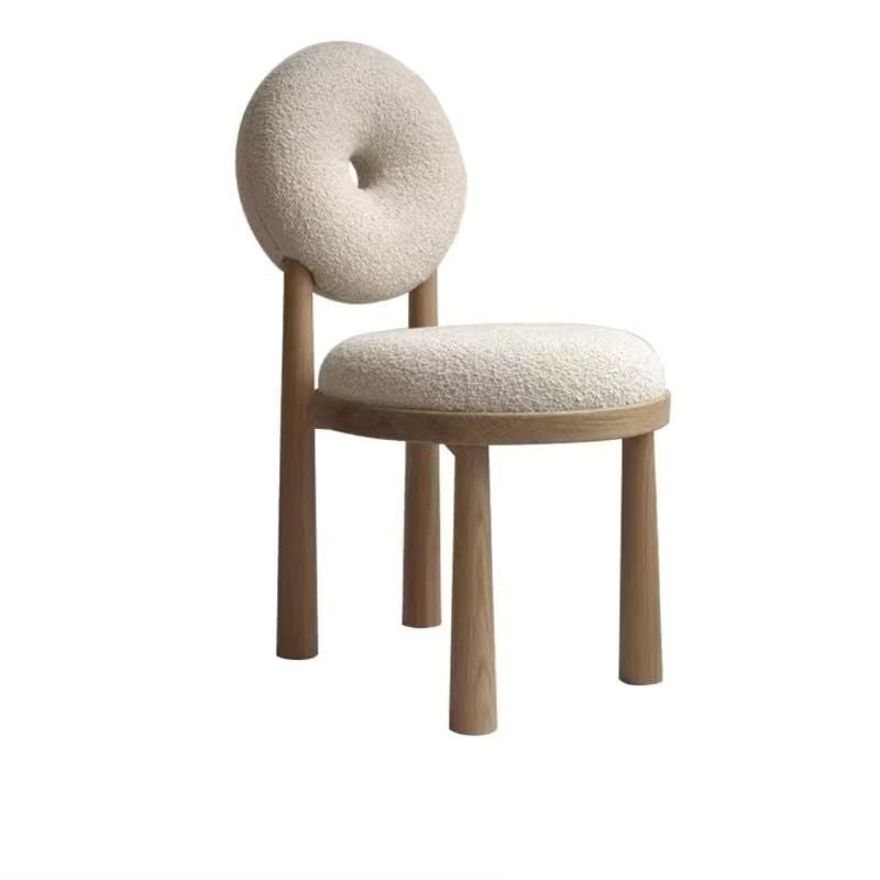Berber Fleece Chair Home Dining Room Dining Chair Nordic Designer Chair Armchair Desk Chair Make-up Chair Cosmetic Chair Wood Color 0 - Tophatter Daily Deals