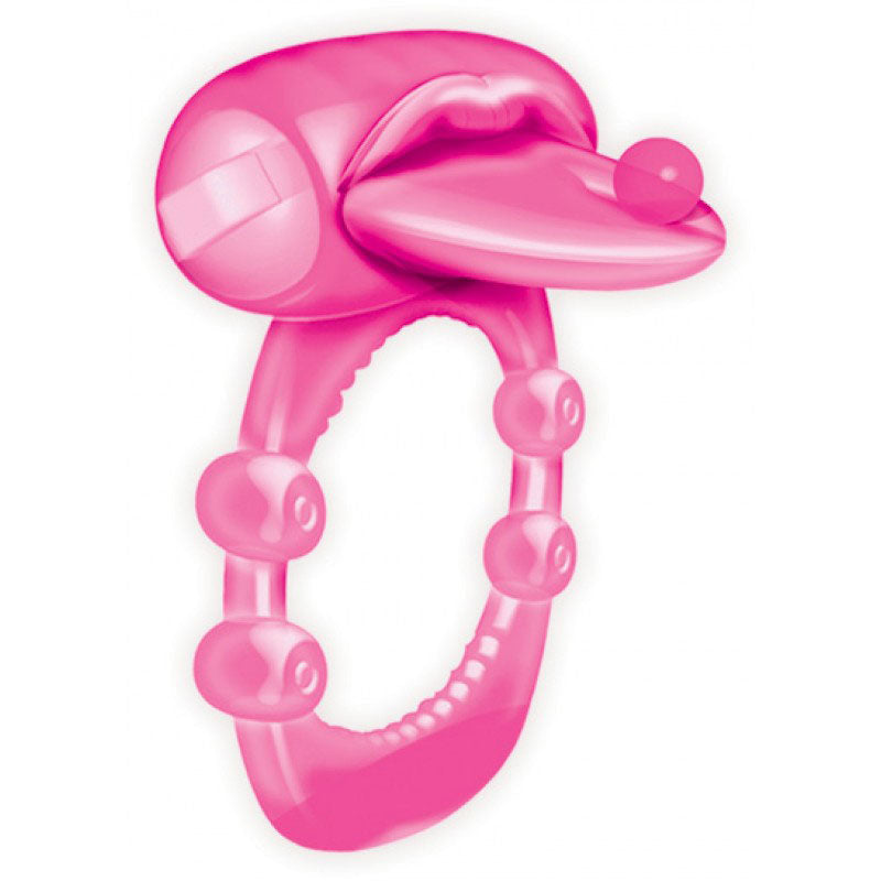 Xtreme Vibes Vibrating Cock Ring with Pierced Tongue Sleeve Magenta > Cock Ring > Vibrating - Tophatter Daily Deals