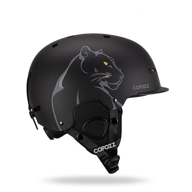 Adult Single And Double Board Snow Goggles Integrated Crash Helmet Black Panther 0 - Tophatter Daily Deals