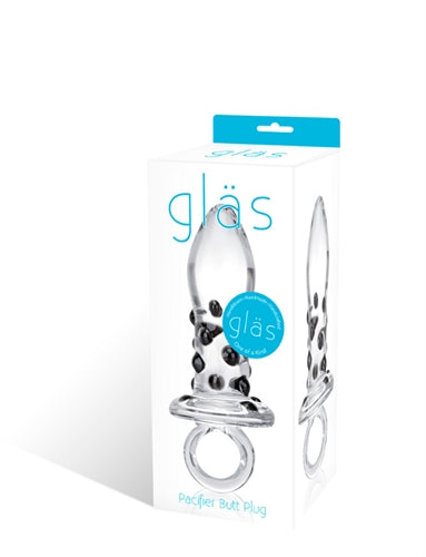 Glas 5 Inch Clear Glass Pacifier Butt Plug with Tinted Nubs and Easy Grip Handle > Glass > Toys - Tophatter Daily Deals