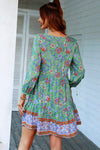 Floral Tied Balloon Sleeve Mini Dress Casual Dresses - Tophatter Daily Deals