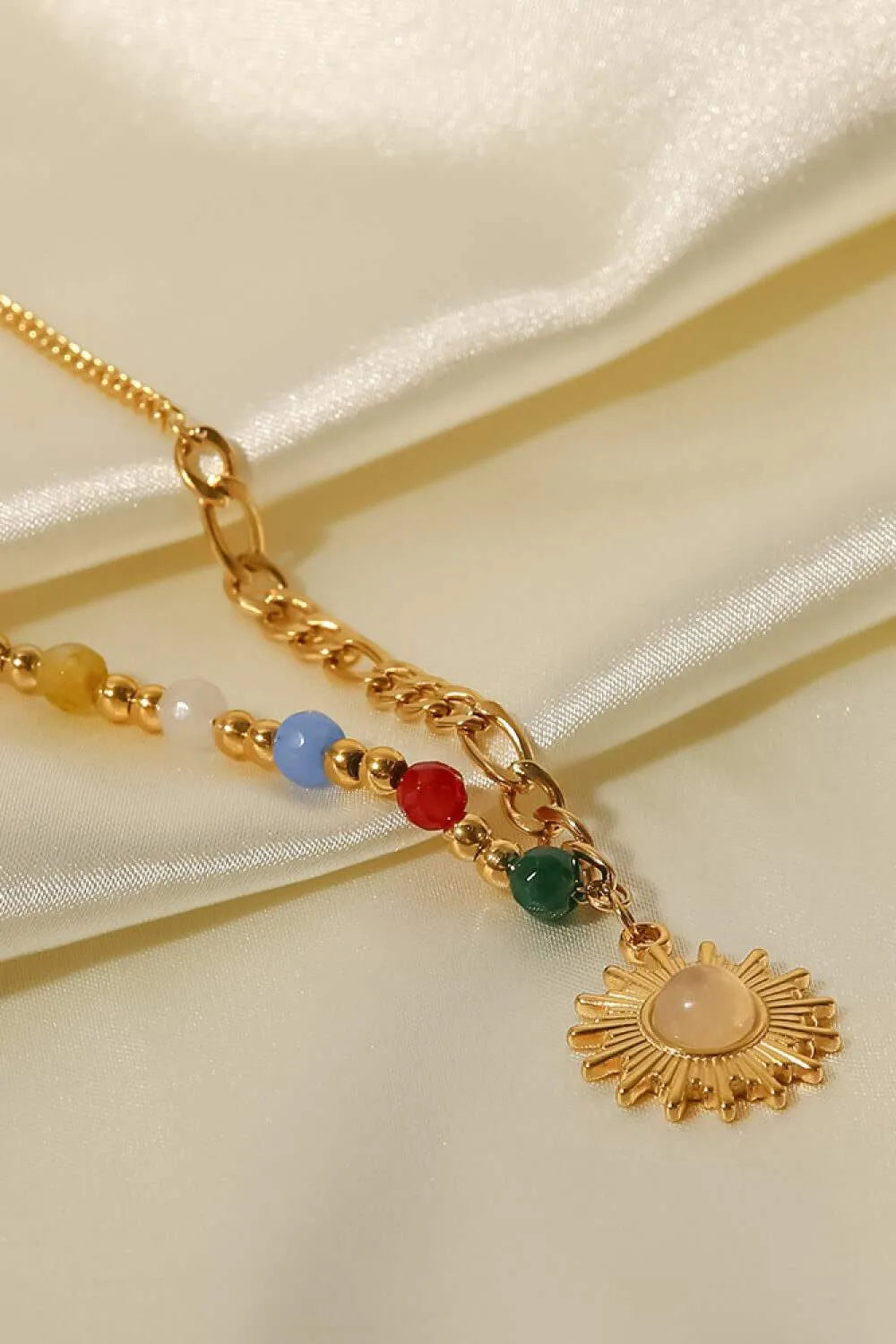 Opal Sun Shape Pendant Necklace Necklaces - Tophatter Daily Deals